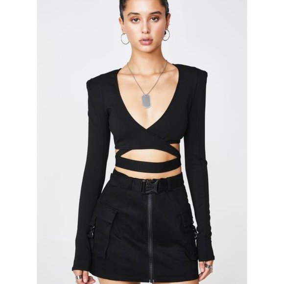 Dolls Kill Tops - Poster GRL 'CEO Status' wrap top